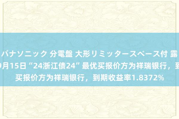 パナソニック 分電盤 大形リミッタースペース付 露出・半埋込両用形 9月15日“24浙江债24”最优买报价方为祥瑞银行，到期收益率1.8372%