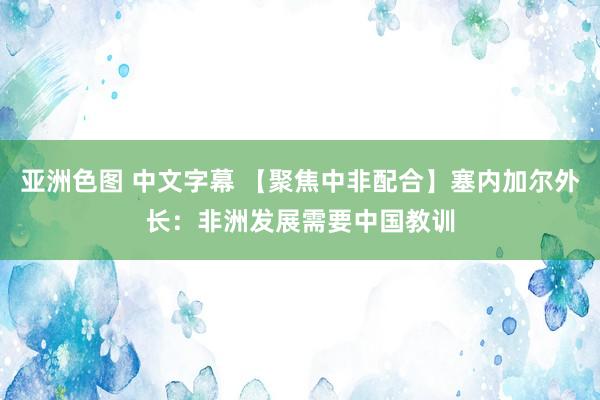 亚洲色图 中文字幕 【聚焦中非配合】塞内加尔外长：非洲发展需要中国教训