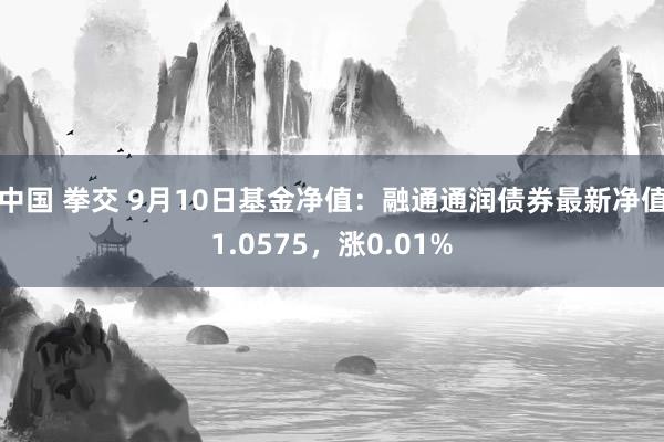 中国 拳交 9月10日基金净值：融通通润债券最新净值1.0575，涨0.01%