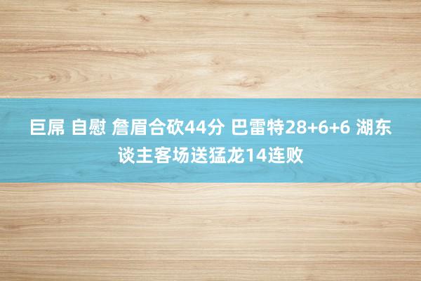 巨屌 自慰 詹眉合砍44分 巴雷特28+6+6 湖东谈主客场送猛龙14连败