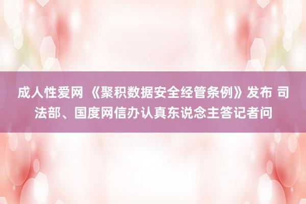 成人性爱网 《聚积数据安全经管条例》发布 司法部、国度网信办认真东说念主答记者问