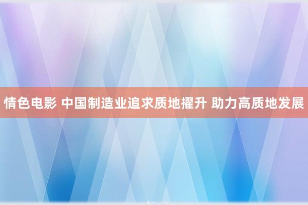 情色电影 中国制造业追求质地擢升 助力高质地发展