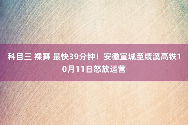 科目三 裸舞 最快39分钟！安徽宣城至绩溪高铁10月11日怒放运营