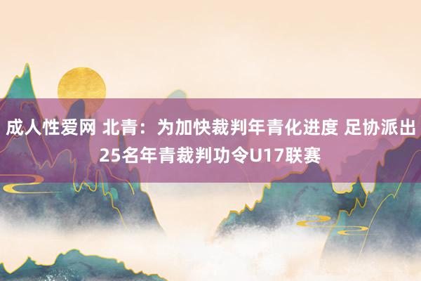 成人性爱网 北青：为加快裁判年青化进度 足协派出25名年青裁判功令U17联赛