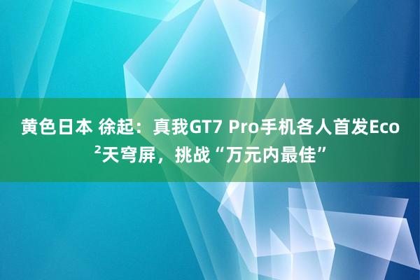 黄色日本 徐起：真我GT7 Pro手机各人首发Eco²天穹屏，挑战“万元内最佳”