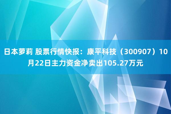 日本萝莉 股票行情快报：康平科技（300907）10月22日主力资金净卖出105.27万元