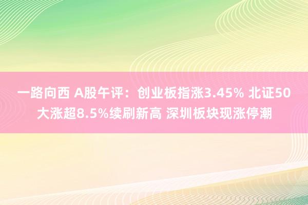 一路向西 A股午评：创业板指涨3.45% 北证50大涨超8.5%续刷新高 深圳板块现涨停潮