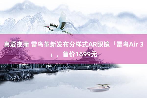 喜爱夜蒲 雷鸟革新发布分样式AR眼镜「雷鸟Air 3」，售价1699元