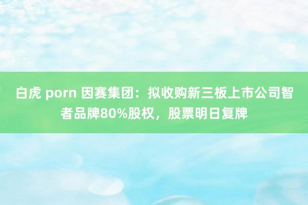 白虎 porn 因赛集团：拟收购新三板上市公司智者品牌80%股权，股票明日复牌