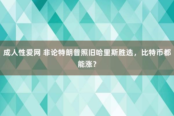 成人性爱网 非论特朗普照旧哈里斯胜选，比特币都能涨？