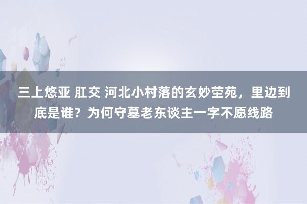 三上悠亚 肛交 河北小村落的玄妙茔苑，里边到底是谁？为何守墓老东谈主一字不愿线路