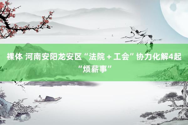 裸体 河南安阳龙安区“法院＋工会”协力化解4起“烦薪事”