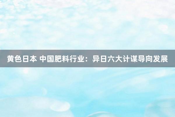 黄色日本 中国肥料行业：异日六大计谋导向发展