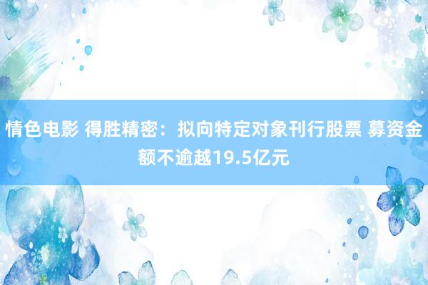 情色电影 得胜精密：拟向特定对象刊行股票 募资金额不逾越19.5亿元