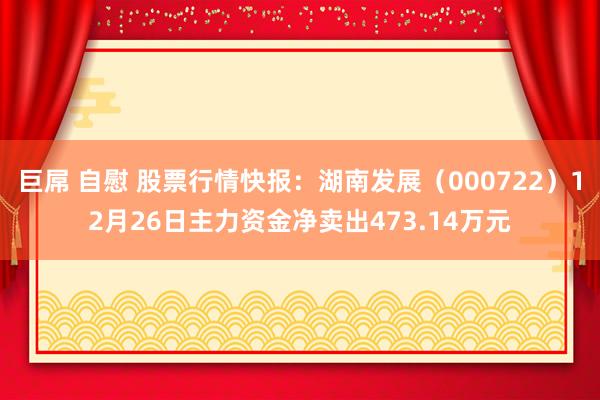 巨屌 自慰 股票行情快报：湖南发展（000722）12月26日主力资金净卖出473.14万元