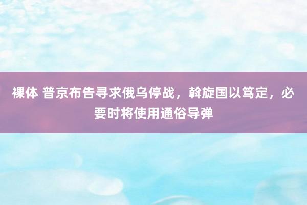 裸体 普京布告寻求俄乌停战，斡旋国以笃定，必要时将使用通俗导弹