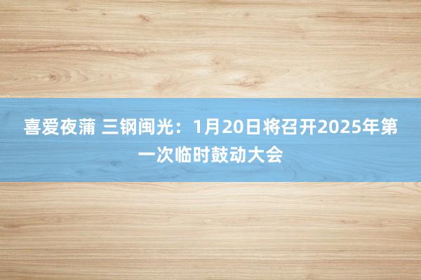 喜爱夜蒲 三钢闽光：1月20日将召开2025年第一次临时鼓动大会