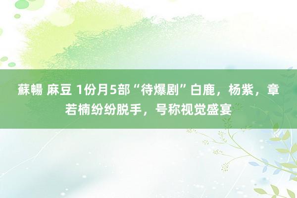 蘇暢 麻豆 1份月5部“待爆剧”白鹿，杨紫，章若楠纷纷脱手，号称视觉盛宴