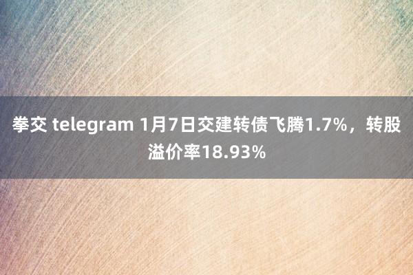 拳交 telegram 1月7日交建转债飞腾1.7%，转股溢价率18.93%