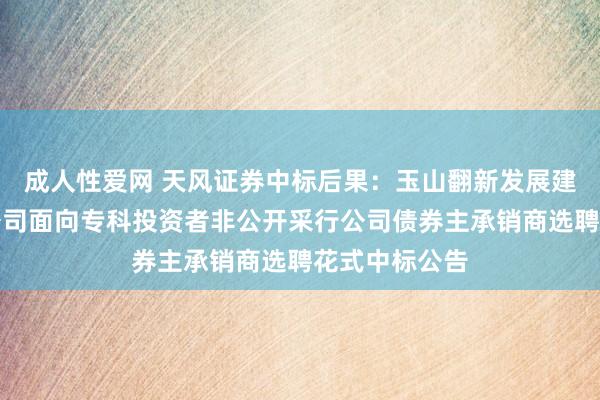 成人性爱网 天风证券中标后果：玉山翻新发展建树投资有限公司面向专科投资者非公开采行公司债券主承销商选聘花式中标公告