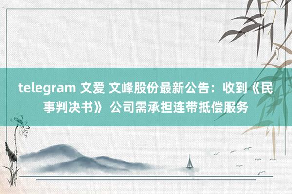 telegram 文爱 文峰股份最新公告：收到《民事判决书》 公司需承担连带抵偿服务