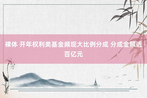 裸体 开年权利类基金频现大比例分成 分成金额近百亿元