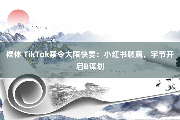 裸体 TikTok禁令大限快要：小红书躺赢，字节开启B谋划