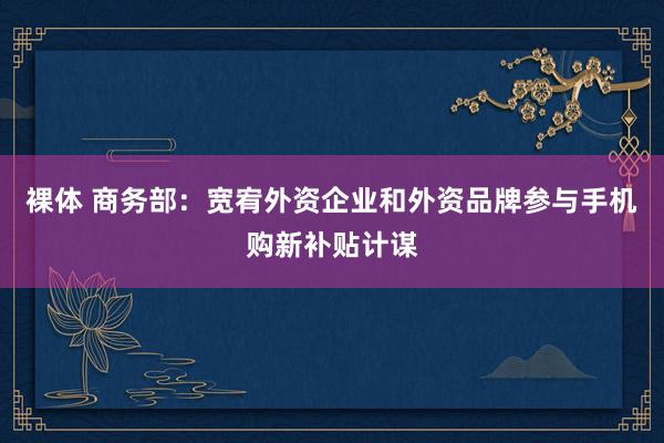 裸体 商务部：宽宥外资企业和外资品牌参与手机购新补贴计谋